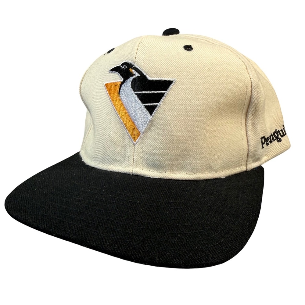 Starter The Natural Pittsburgh Penguins Hat Mens Cream Snapback Wool NHL Vintage